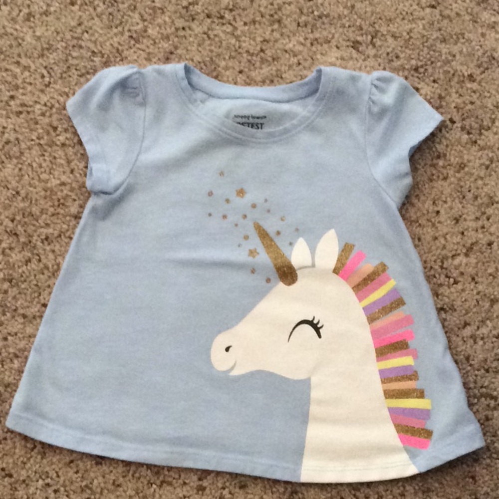 💎5 for $10! 
Blue unicorn top for girls